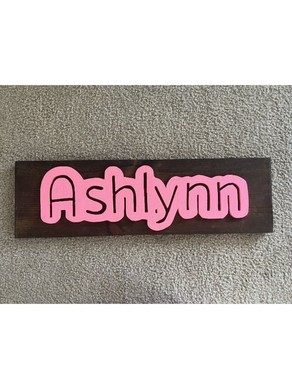 Handmade Wood Name Sign "Ashlynn" Pink Bubble Letters 24x7.25 Nursery Decor
